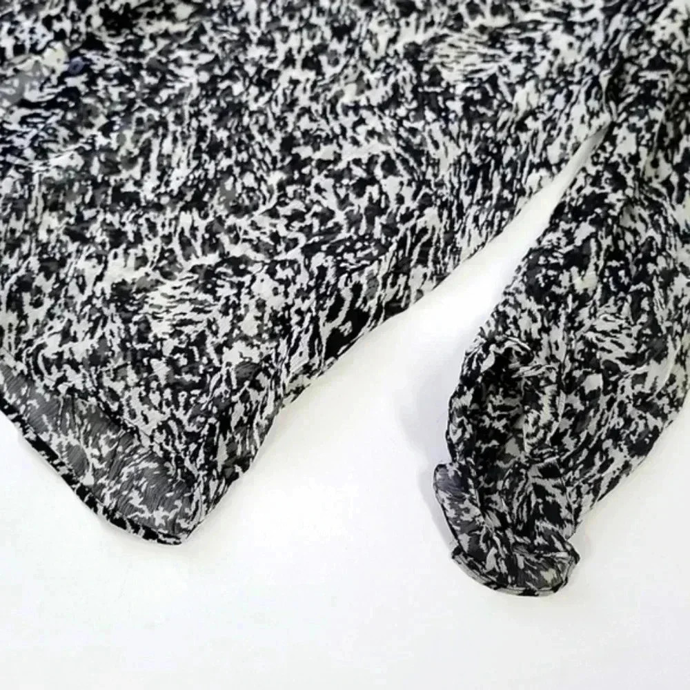 BA&SH Elia Animal Print Chiffon Semi Sheer Blouse - Picture 7 of 9